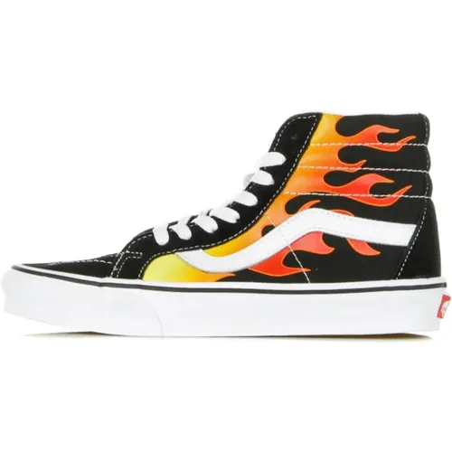 Flame Print High Top Sneaker , male, Sizes: 1 UK, 4 UK, 4 1/2 UK, 2 UK, 3 UK, 2 1/2 UK, 8 UK, 12 UK, 11 UK, 9 UK, 10 UK, 7 UK, 8 1/2 UK, 5 UK - Vans - Modalova