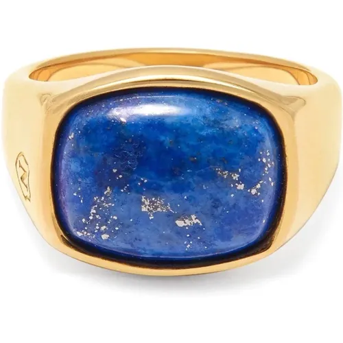 Gold Signet Ring with Lapis , Herren, Größe: 52 MM - Nialaya - Modalova