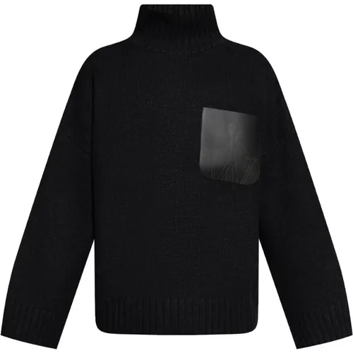 Schwarzer Strickpullover mit Stehkragen , Herren, Größe: L - JW Anderson - Modalova