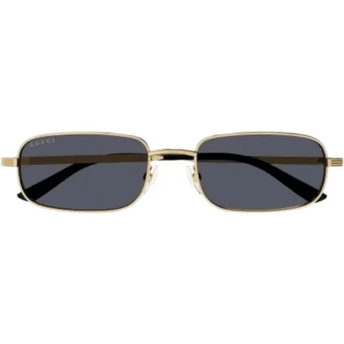 Gold Graue Rechteckige Sonnenbrille , Herren, Größe: 57 MM - Gucci - Modalova