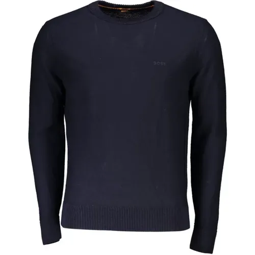 Blauer Wollmisch-Crew-Neck-Pullover , Herren, Größe: M - Hugo Boss - Modalova