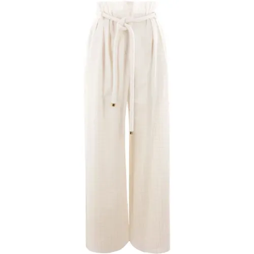 Nougat Gold Cotton Blend Silk Lined Trousers , female, Sizes: S - Loro Piana - Modalova