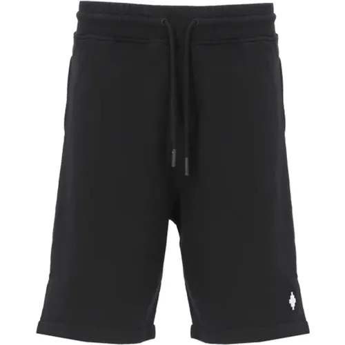 Schwarze Bermuda-Shorts mit Kreuzstickerei , Herren, Größe: S - Marcelo Burlon - Modalova