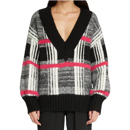 Quadri Magischer Pullover - Oversize V-Ausschnitt Damenmode , Damen, Größe: L - Silvian Heach - Modalova