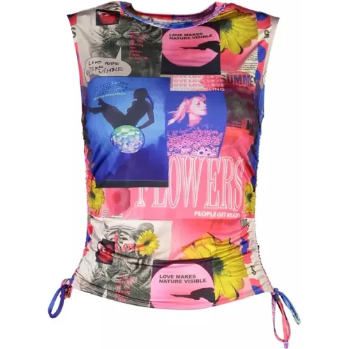 Blaues Tanktop mit Verstellbaren Schnüren , Damen, Größe: L - Desigual - Modalova