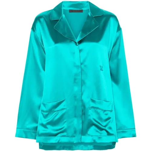 Silk Satin Jacket Embroidered Logo , female, Sizes: 2XS, S, XS - Max Mara - Modalova