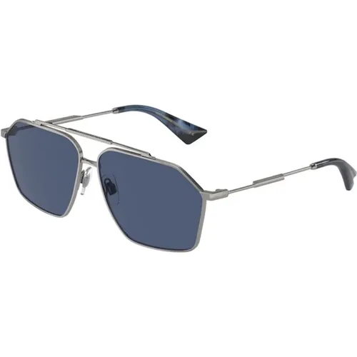 Stylish Grey Sunglasses with Dark Blue Lenses , male, Sizes: 61 MM - Dolce & Gabbana - Modalova