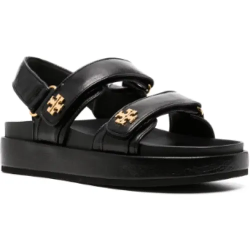 Schwarze Ledersandalen mit Touch-Strap-Verschluss , Damen, Größe: 36 EU - TORY BURCH - Modalova