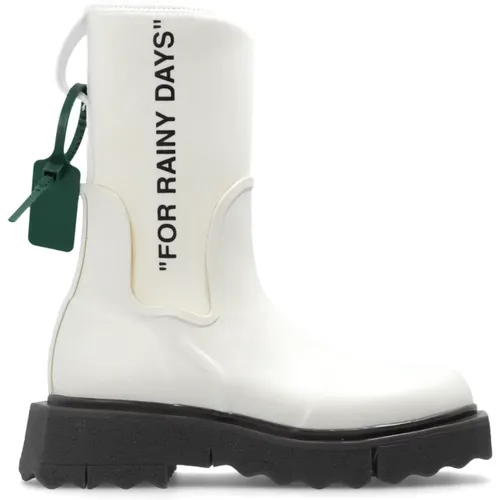 Off , ‘Sponge’ rain boots , female, Sizes: 5 UK, 6 UK, 7 UK - Off White - Modalova