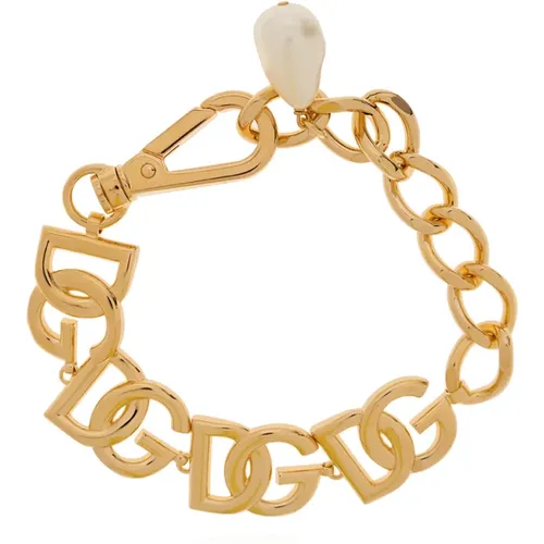 Logo Goldfarbenes Armband mit DG-Links , Damen, Größe: ONE Size - Dolce & Gabbana - Modalova