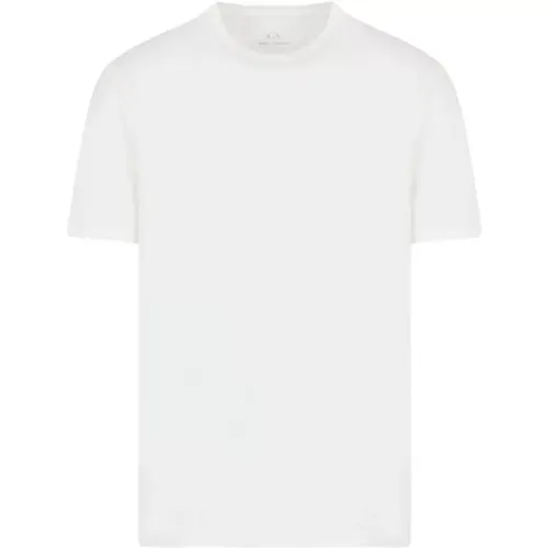 Weißes Logo Baumwoll T-Shirt Kurzarm , Herren, Größe: L - Armani Exchange - Modalova