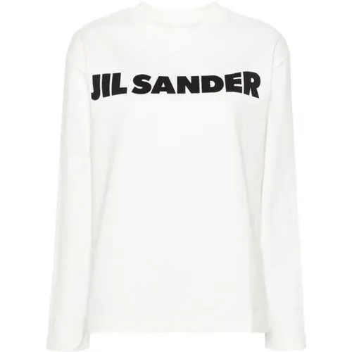 Weiß Gestrickt Logo-Druck Rundhals , Damen, Größe: L - Jil Sander - Modalova