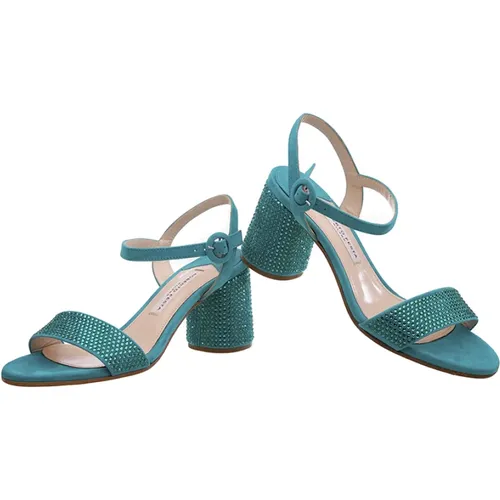Turquoise Suede High Heel Sandals , female, Sizes: 2 UK, 5 UK, 4 UK, 4 1/2 UK - Roberto Festa - Modalova