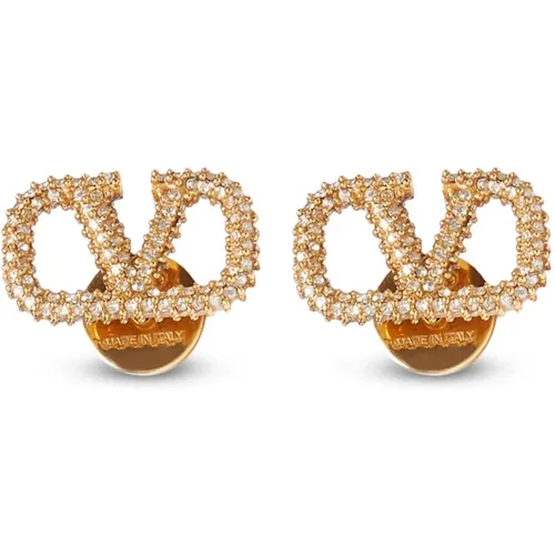 Golden Swarovski Crystal Earrings , female, Sizes: ONE SIZE - Valentino Garavani - Modalova