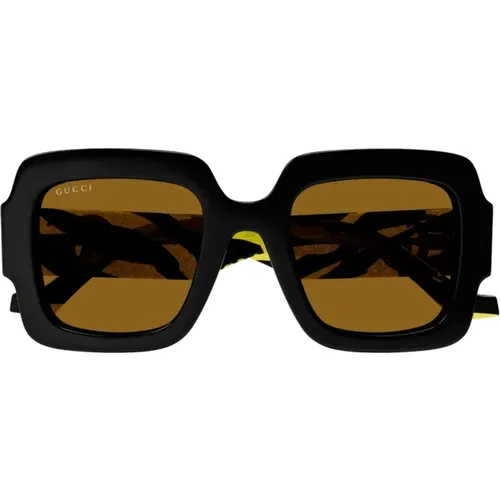Quadratische Acetat Damen Sonnenbrille mit Glitzer,Mutige Oversized Sonnenbrille - Gucci - Modalova