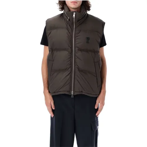 Chocolate Puffer Vest Outerwear Aw24 , male, Sizes: XL, L - Ami Paris - Modalova