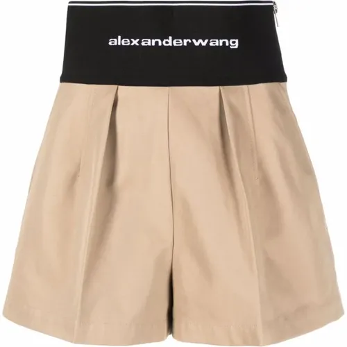 Safari Shorts with Exposed Zipper and Logo Elastic , female, Sizes: XS - alexander wang - Modalova