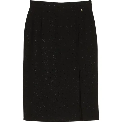 Glittery Pencil Skirt with Front Slit , female, Sizes: M - Twinset - Modalova