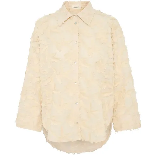 White Patterned Shirt Blouse , female, Sizes: 2XL - Soaked in Luxury - Modalova