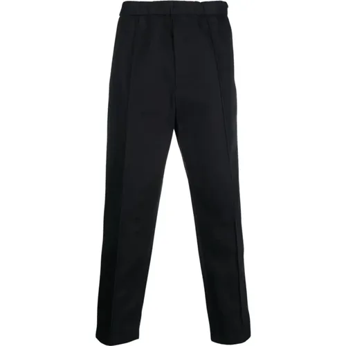 Slim-Fit Night Cotton Trousers with Festoon Detail , male, Sizes: L - Jil Sander - Modalova