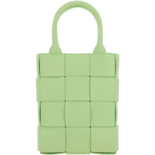 Grüne Lederhandtasche mit Verstellbarem Riemen - Bottega Veneta - Modalova