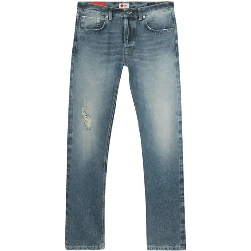 Icon Slim-Fit Jeans, Japanischer Stoff, Vintage Waschung , Herren, Größe: W32 - Dondup - Modalova
