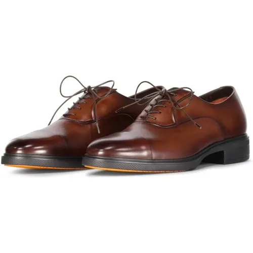 Leder Oxford Schuhe mit Elastikeinsätzen , Herren, Größe: 44 1/2 EU - Santoni - Modalova