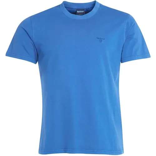 Marineblaues Garment Dyed T-Shirt mit -Stickerei , Herren, Größe: L - Barbour - Modalova