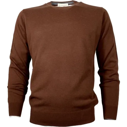 Brauner Kaschmir Seiden Pullover Slim Fit , Herren, Größe: 2XL - CASHMERE COMPANY - Modalova