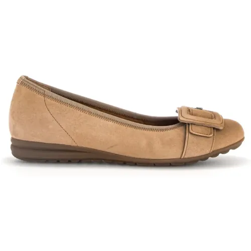 Velours Ballerina Sand/Savanne Komfort Schuhe , Damen, Größe: 38 1/2 EU - Gabor - Modalova