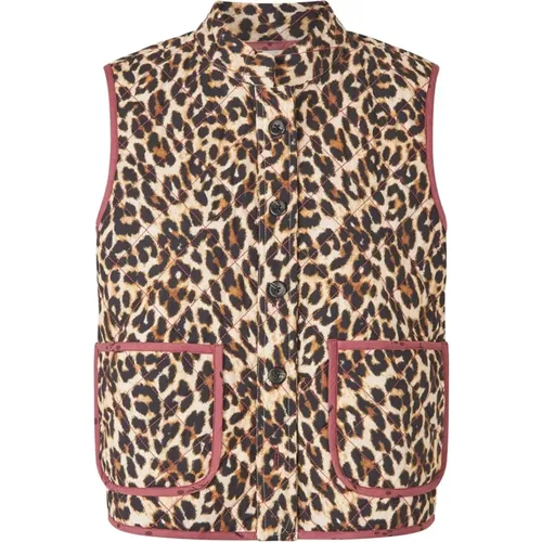 Quilted Leopard Print Vest , female, Sizes: L, S, 2XL, XL, M - Lollys Laundry - Modalova