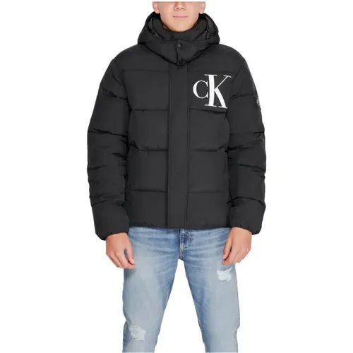 Schwarze Kapuzenjacke mit Reißverschluss , Herren, Größe: 2XL - Calvin Klein - Modalova