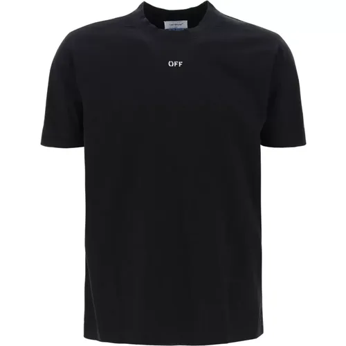 Crew Neck T-Shirt mit Off Print , Herren, Größe: S - Off White - Modalova