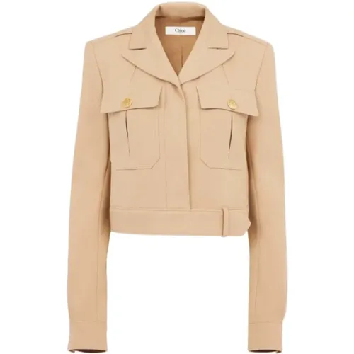 Short Safari Jacket with Belt , female, Sizes: S, M, XS - Chloé - Modalova