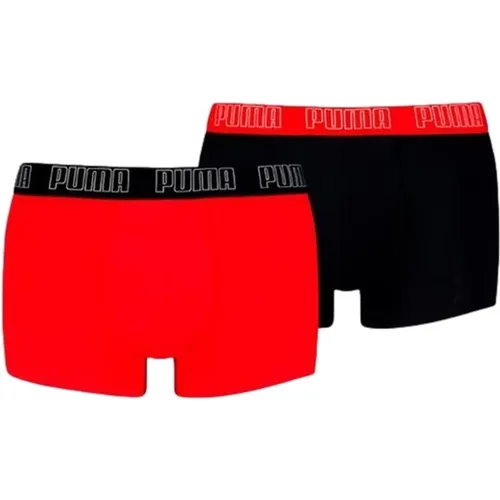 Rot/Schwarze Alltags-Trunk-Boxershorts , Herren, Größe: L - Puma - Modalova