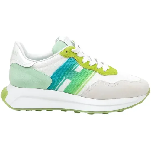 Grüne, Graue und Weiße Wildleder-Sneakers , Damen, Größe: 39 1/2 EU - Hogan - Modalova
