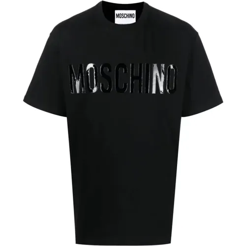 Logo Print T-Shirt - Größe: 52 , Herren, Größe: XL - Moschino - Modalova