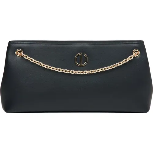 Schwarze Baguette-Tasche mit Goldkette , Damen, Größe: ONE Size - Estro - Modalova