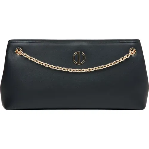 Schwarze Baguette-Tasche mit Goldkette - Estro - Modalova