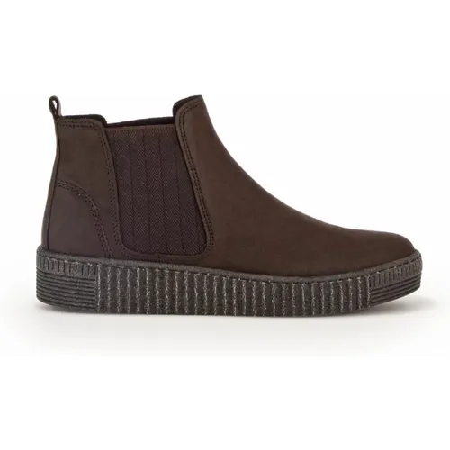 Braune Nubuk Chelsea Boots , Damen, Größe: 40 1/2 EU - Gabor - Modalova