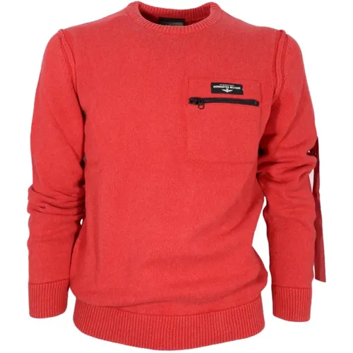 Mens Long Sleeve Sweater with Chest Pocket , male, Sizes: XL - aeronautica militare - Modalova