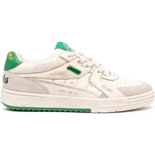 Grüne Leder Vintage Sneakers Runde Zehe , Herren, Größe: 40 EU - Palm Angels - Modalova