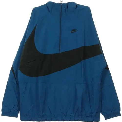 Blauer Windbreaker Half-Zip Jacke , Herren, Größe: L - Nike - Modalova