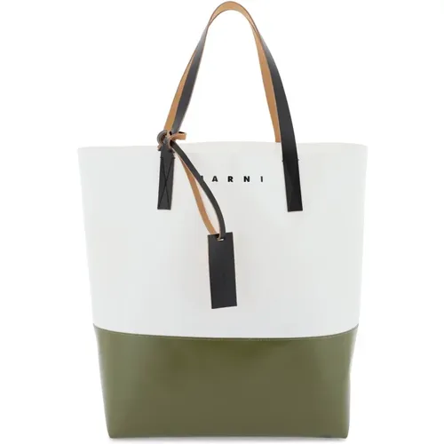 Colorblock PVC Tote Bag mit Logo-Print , Herren, Größe: ONE Size - Marni - Modalova