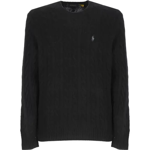 Schwarzer Woll-Kaschmir-Pullover mit Aran-Stickereien - Ralph Lauren - Modalova