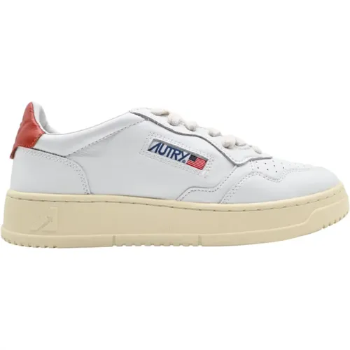White Leather Low Top Sneakers , female, Sizes: 7 UK - Autry - Modalova