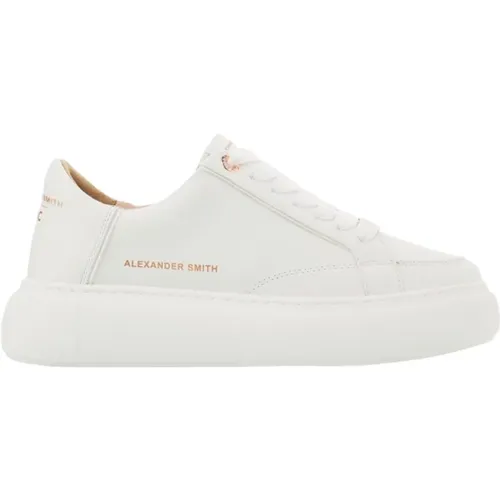 Umweltfreundliche weiße Sneaker mit roségoldenen Details , Damen, Größe: 41 EU - Alexander Smith - Modalova
