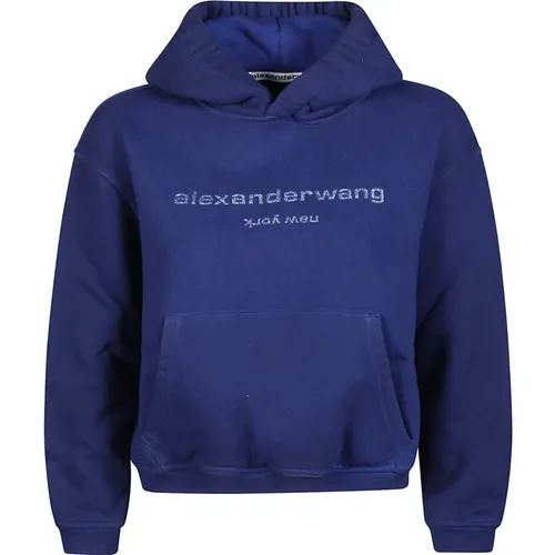 Glitter Puff Logo Shrunken Sweatshirt , female, Sizes: S - alexander wang - Modalova