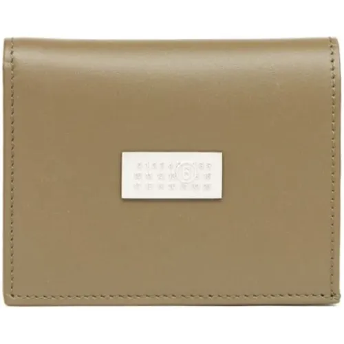 Compact Leather Wallet with Silver Hardware , female, Sizes: ONE SIZE - MM6 Maison Margiela - Modalova