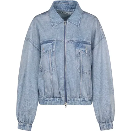 Printed Denim Bomber Jacket , female, Sizes: 2XS, S - alexander wang - Modalova